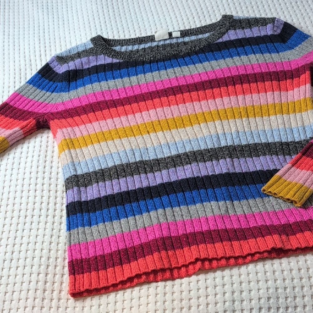 GAP Multicolor Striped Crew Neck Sweater Wool Blend - Picture 8 of 10